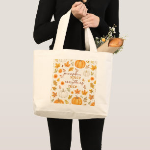 Grand Tote Bag Motif Citrouille mignon   Thanksgiving