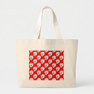 Grand Tote Bag Motif crâne sur Arrière - plan rouge