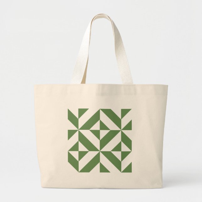 Grand Tote Bag Motif de cube vert laiton foncé (Devant)