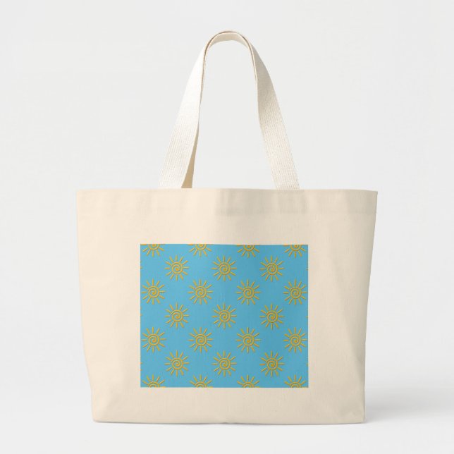 Grand Tote Bag motif de dessin 3D Jaune Sun (Devant)