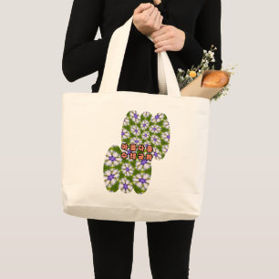 Grand Tote Bag Motif de fleurs blanches