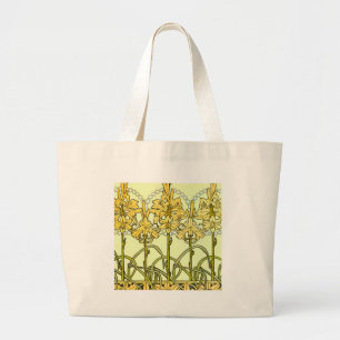Grand Tote Bag Motif de lys Art nouveau d'Alphonse Mucha vintage