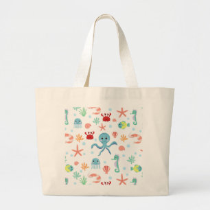 Grand Tote Bag Motif du monde marin