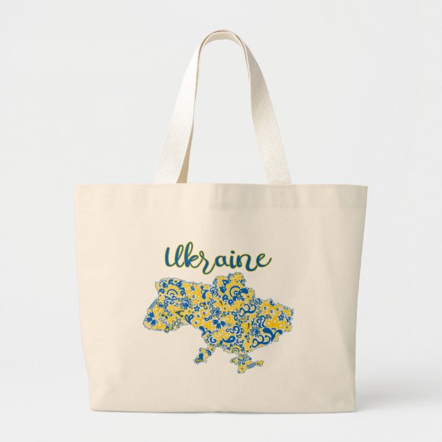 Grand Tote Bag Motif folklorique et typographie ukrainienne (Devant)