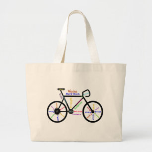 Grand Tote Bag Motivational Bike, Cycle, Vélo, Mots Sport