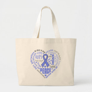 Grand Tote Bag Mots oesophagiens de coeur de conscience de Cancer