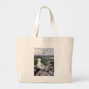Grand Tote Bag Mouettes d'harengs sur Shoreline rocheux