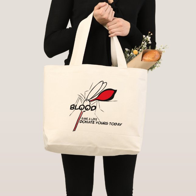 Grand Tote Bag moustique favorisant des dons du sang (Devant (produit))