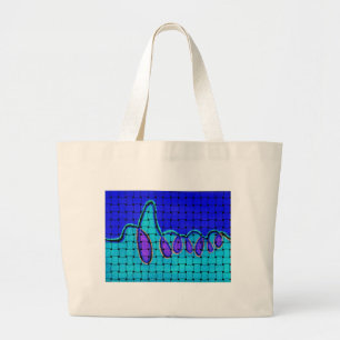 Grand Tote Bag Mouvement Élégant Fourre-tout Tissé Bleu Françai