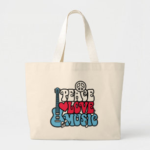 Grand Tote Bag Musique américaine d'amour de paix