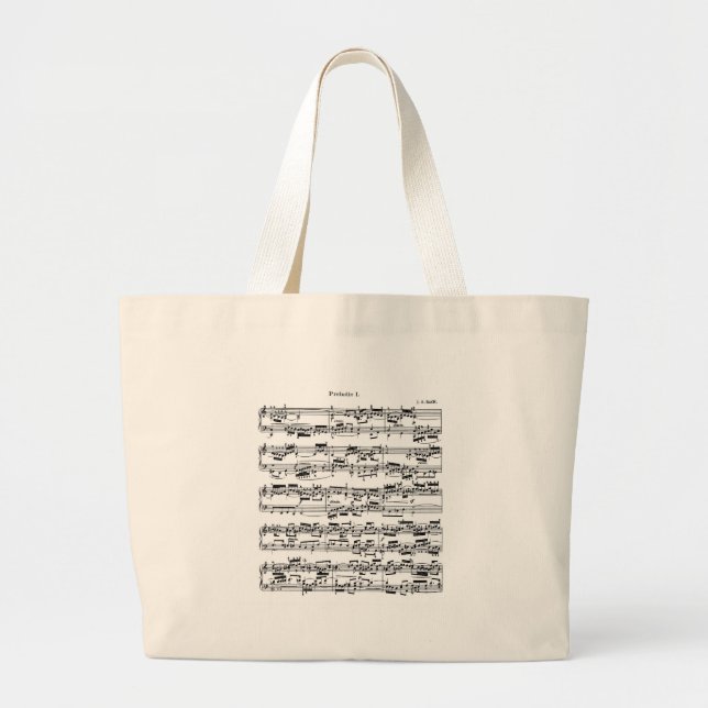 Grand Tote Bag Musique de feuille par Bach (Devant)