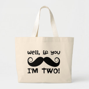 Grand Tote Bag Mustache du 2e anniversaire