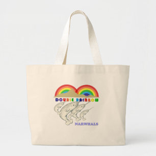 Grand Tote Bag narval arc-en-ciel double