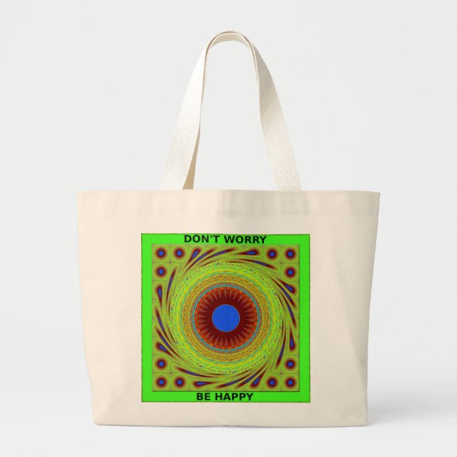 Grand Tote Bag Ne vous inquiétez pas d'être heureux d'impression  (Devant)