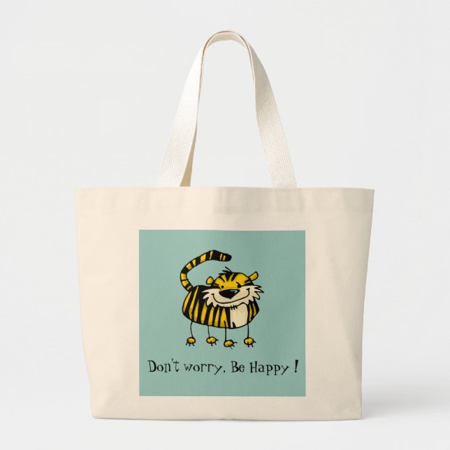 Grand Tote Bag Ne vous inquiétez pas, soyez heureux ! (Devant)