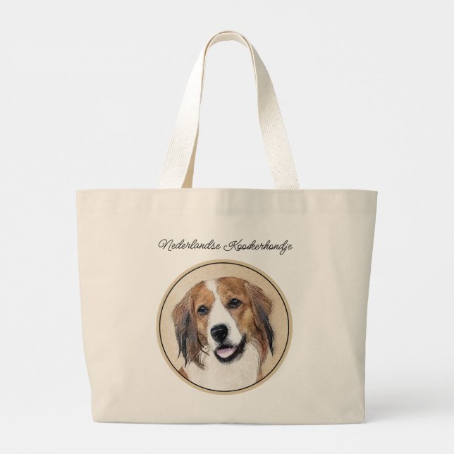 Grand Tote Bag Nederlandse Kooikerhondje Peinture Animal Chien Ar (Dos)