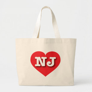 Grand Tote Bag New Jersey Red Heart - J'aime NJ