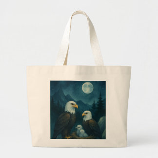 Grand Tote Bag Night Watch - Famille d'aigle sous les étoiles