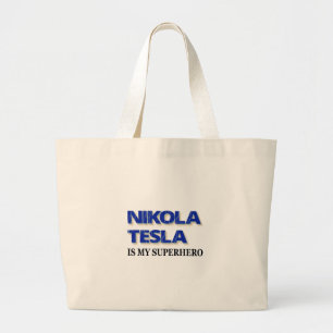 Grand Tote Bag Nikola Tesla est mon super-héros