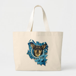 Grand Tote Bag Noël - flocon de neige bleu - Kelpie australien
