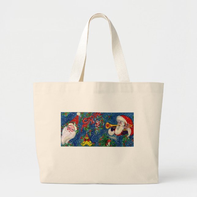 Grand Tote Bag NOËL NUIT Père Noël Bugler (Devant)