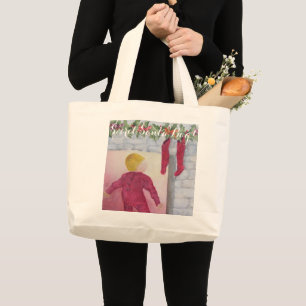 GRAND TOTE BAG NOËL SE DEMANDE CHEMINÉE CHEMINÉE SECRET PÈRE NOËL