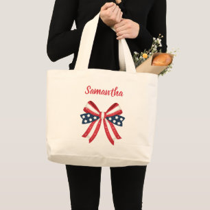 Grand Tote Bag Nœud papillon drapeau américain patriotique monogr