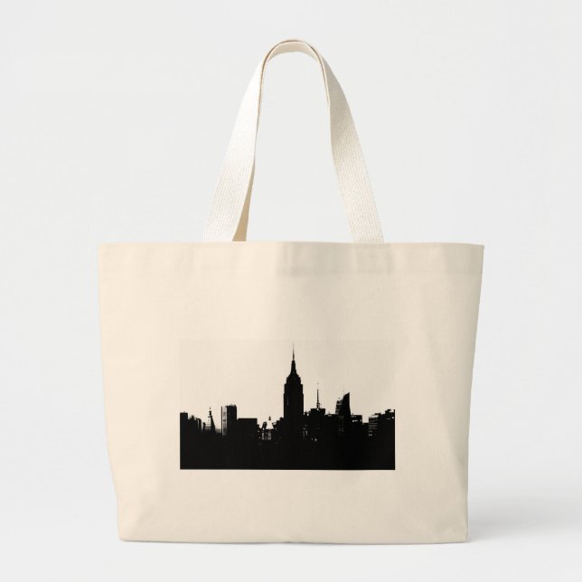 Grand Tote Bag Noir blanc New York Silhouette (Devant)
