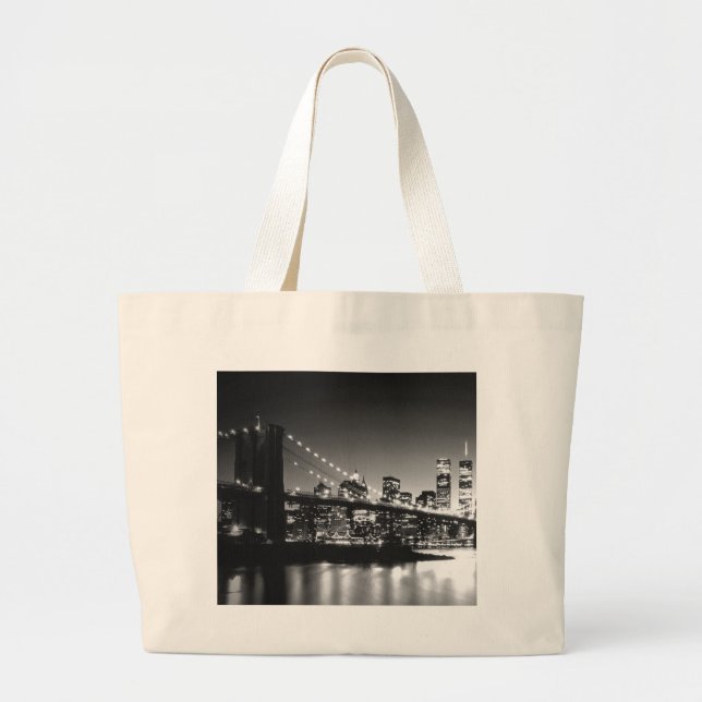 Grand Tote Bag Noir et blanc New York City (Devant)