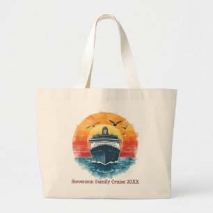 Grand Tote Bag Nom de famille Sunset Souvenir de bateau de croisi