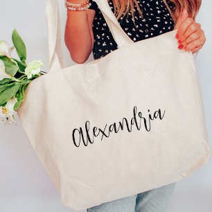 Grand Tote Bag Nom de script personnalisé Bridesmaid