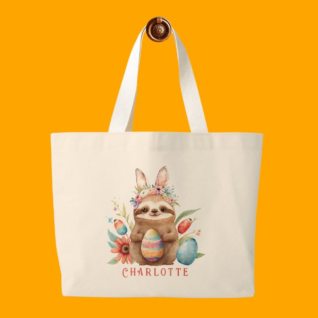 Grand Tote Bag Nom des oeufs de lapin lapin de Pâques (Créateur téléchargé)