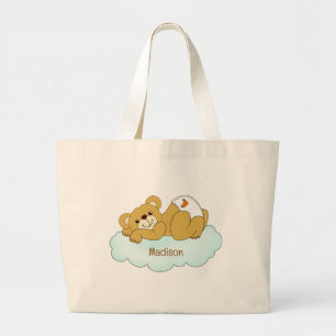 Grand Tote Bag Nom personnalisé Bébé Ours Teddy