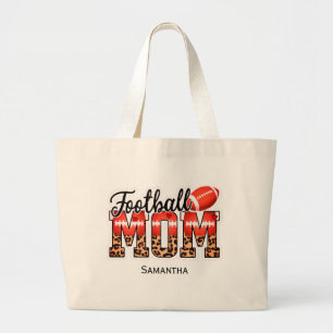 Grand Tote Bag Nom personnalisé Maman de football   Fête des mère