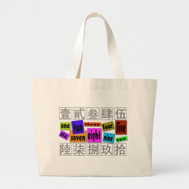 Grand Tote Bag Nombres dans les mots (Devant)