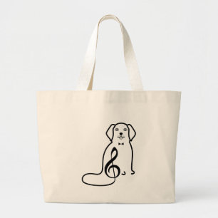 GRAND TOTE BAG NOTE DE CHIEN ET DE MUSIQUE