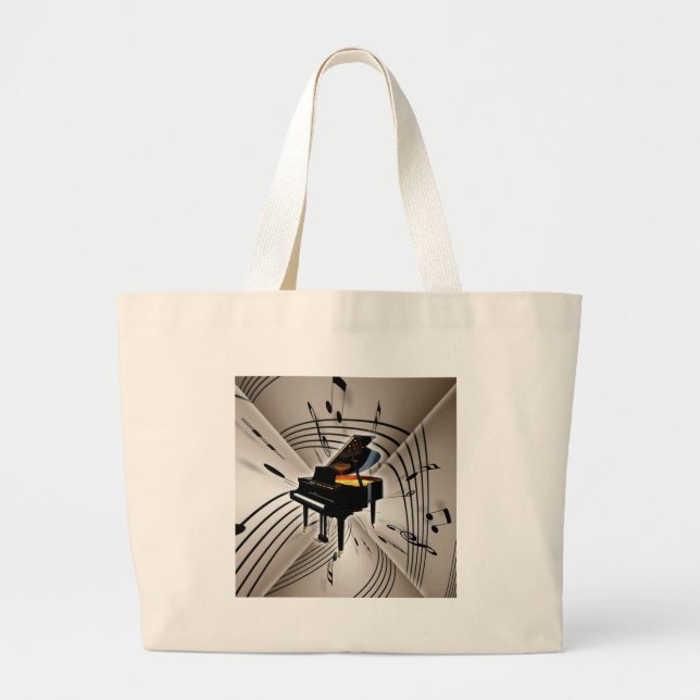 Grand Tote Bag Notes et personnel de piano (Devant)