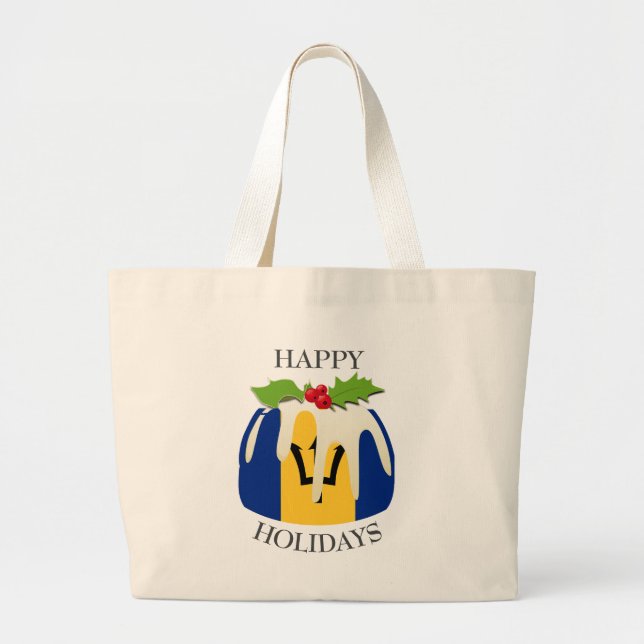 Grand Tote Bag Nouveauté | Pudding Festif | DRAPEAU BARBADOS (Devant)