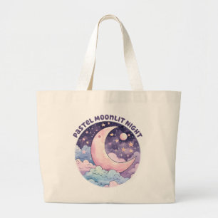 Grand Tote Bag Nuit Pastel Moonlit - Dreamcent Crescent Moon