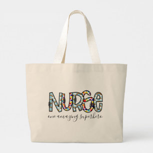 Grand Tote Bag Nurse One Amazing Superhero Modern Typography