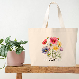 Grand Tote Bag Octobre Mois de naissance Fleur Customisé cadeau p