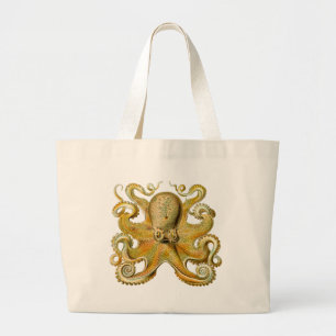Grand Tote Bag Octopus illustration antique monstre marin