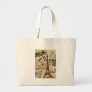 Grand Tote Bag Oeuvre colorée Vintage voyage Paris France