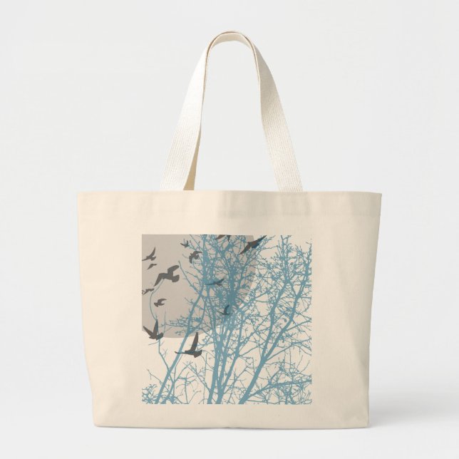 Grand Tote Bag oiseau à silhouette (Devant)