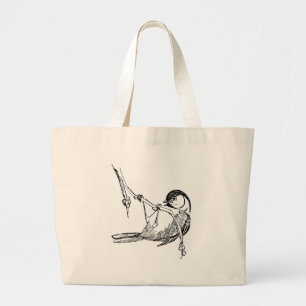 Grand Tote Bag Oiseau/Chickadee Noir-Couvert