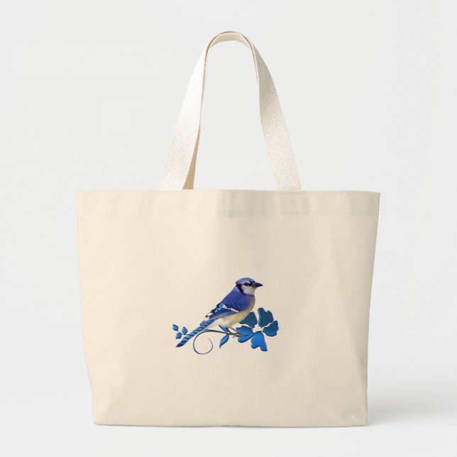 Grand Tote Bag Oiseau de geai bleu (Devant)