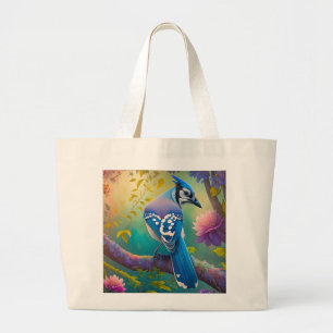 Grand Tote Bag Oiseaux d'Imaginaire Jay bleu