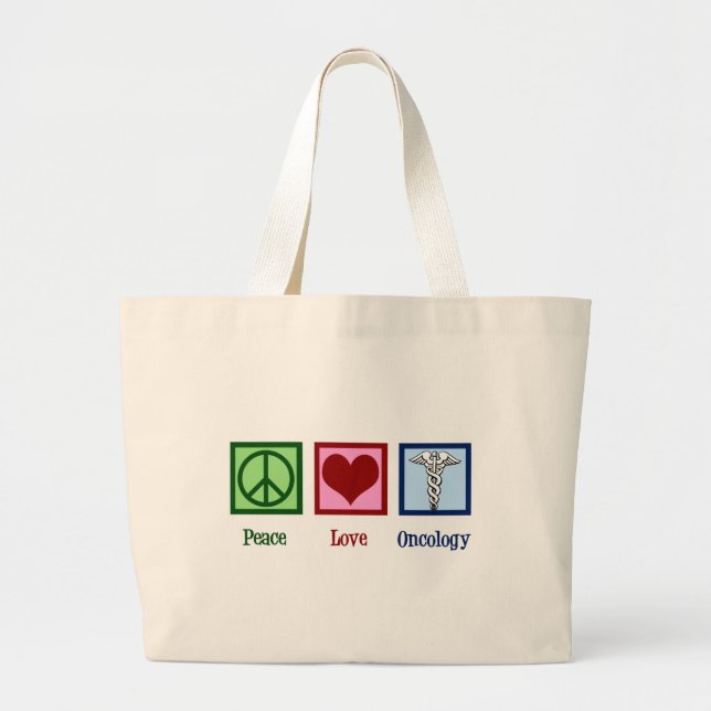 Grand Tote Bag Oncologue Bureau d'oncologie Peace Love (Devant)