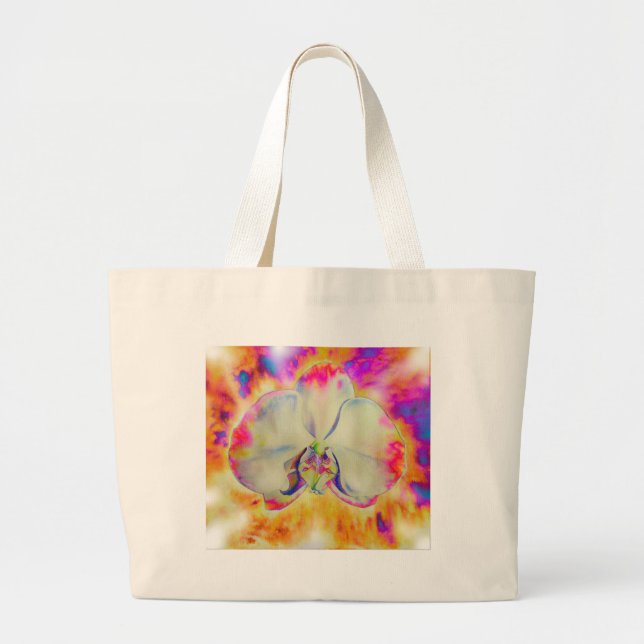 Grand Tote Bag Orchidée de feu rose, fleurs d'aquarelle surréalis (Devant)