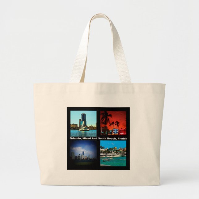Grand Tote Bag Orlando, Miami, South Beach Collage (Devant)
